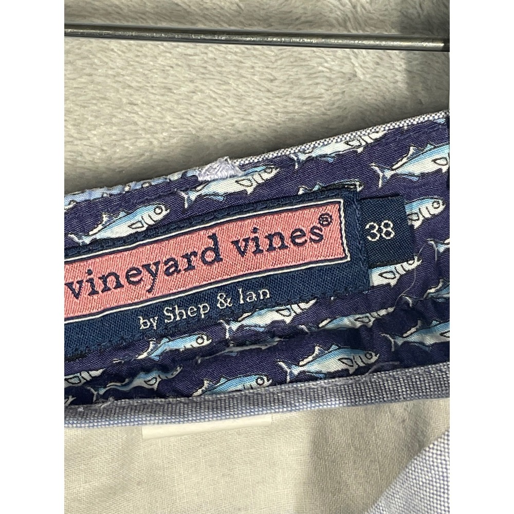 Vineyard Vines Mens 38 Nautical Patchwork Shorts Blue White Anchor Fish Starfish - Picture 4 of 11